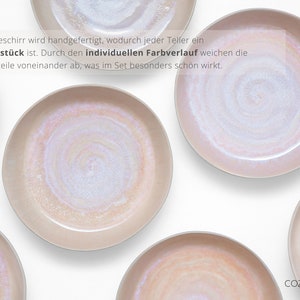 Pasta plate set made of ceramic with hand-painted spiral decoration in rosé 24 cm I Set for 2 people image 7