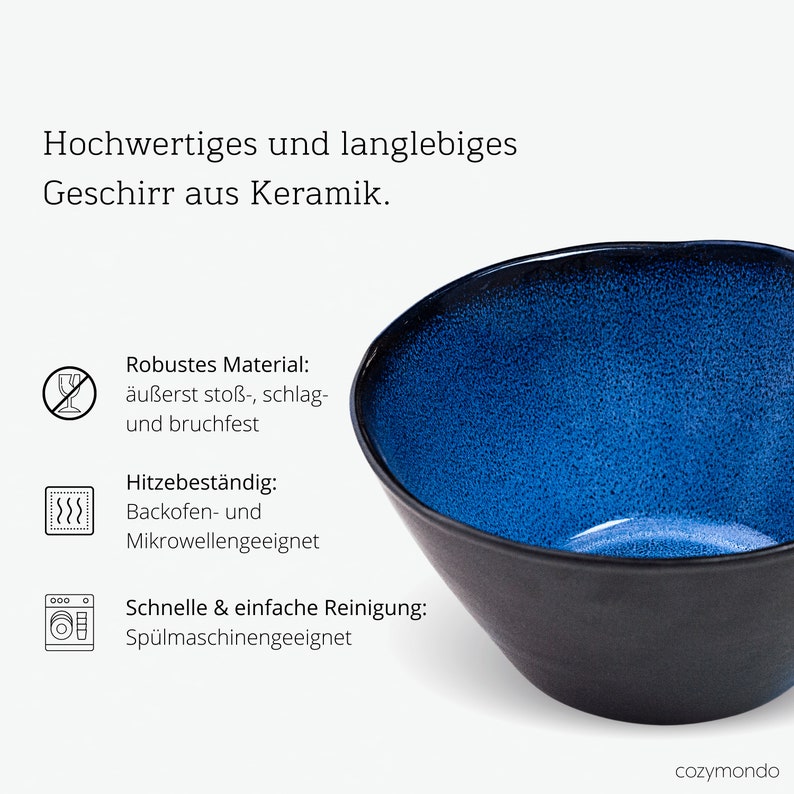 Ramen Bowls aus Keramik in dunkelblau 1000ml 2 Schalen Bild 5