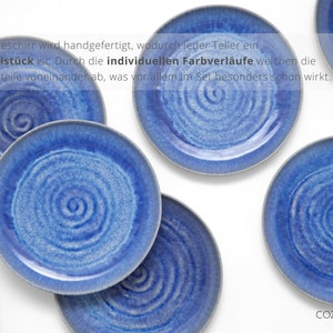 Speiseteller-Set aus Keramik mit handgefertigtem Spiraldekor in blau 27cm I Set für 2 Personen Bild 8