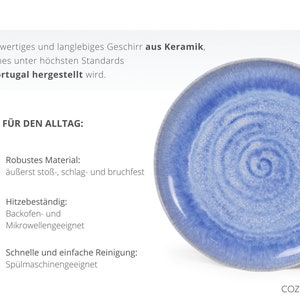 Speiseteller-Set aus Keramik mit handgefertigtem Spiraldekor in blau 27cm I Set für 2 Personen Bild 5