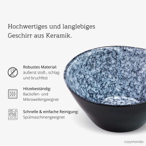 Ramen Bowls aus Keramik in schwarz/weiß 1000ml 2 Schalen 画像 4