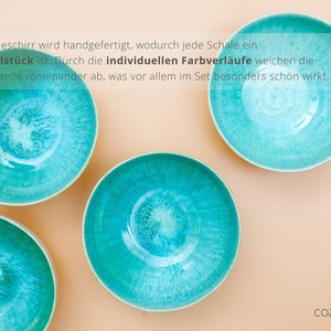 Bols en céramique 17 cm en vert/turquoise avec décor en spirale peint à la main 2 bols image 8