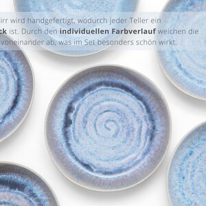 Pastateller-Set aus Keramik mit handgemaltem Spiraldekor in blau 24cm I Set für 2 Personen Bild 7