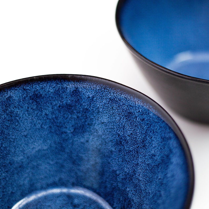 Ramen Bowls aus Keramik in dunkelblau 1000ml 2 Schalen Bild 2
