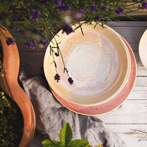 Pasta plate set made of ceramic with hand-painted spiral decoration in rosé 24 cm I Set for 2 people image 10