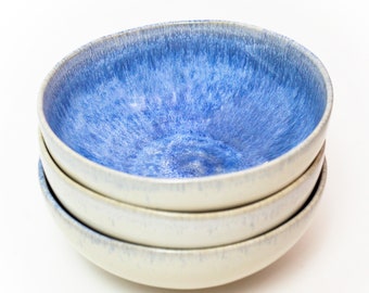 Bowl bowls made of ceramic (17 cm) in dark blue with hand-painted spiral décor | 2 bowls