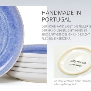 Speiseteller-Set aus Keramik mit handgefertigtem Spiraldekor in blau 27cm I Set für 2 Personen Bild 6