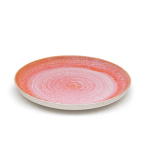Speiseteller-Set aus Keramik mit handgefertigtem Spiraldekor in rot/lachsfarben 27cm I Set für 2 Personen Bild 4