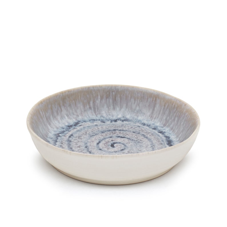 Pastateller-Set aus Keramik mit handgemaltem Spiraldekor in blau 24cm I Set für 2 Personen Bild 3