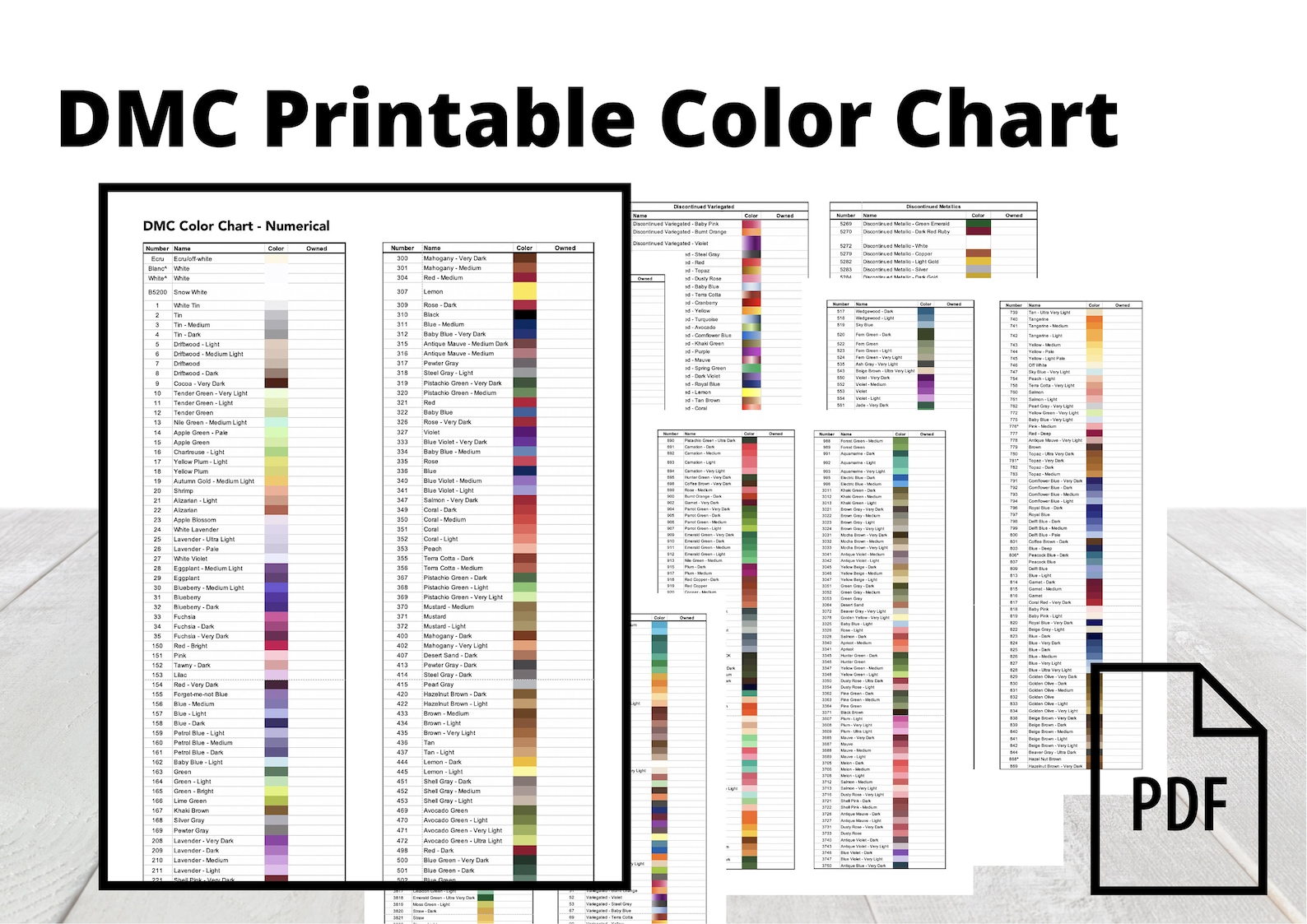Pdf Free Printable Dmc Color Chart Printable Templates
