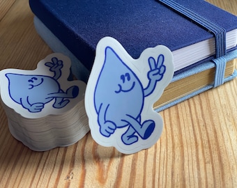 Autocolante de gota de chuva estilo cartoon retrô fofo