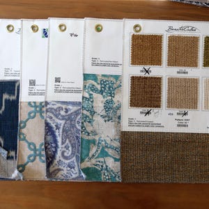 Set of Upholstery Swatches with Medium and Large Sample Swatches