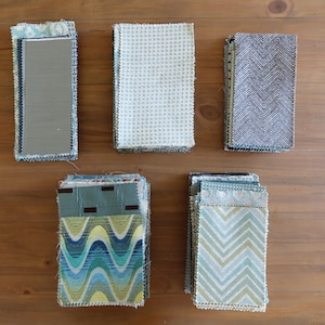Shades of Blue Swatch Box, Swatch Box with Small Sample Upholstery Swatches