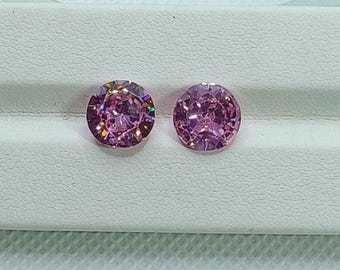 Coppia di zirconi rosa: pietre preziose rotonde sciolte, 9 x 9 mm
