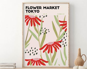 Flower Market Tokyo Poster, Flower Market Print, Floral Artsy Poster, Flower Market Wall Decor, Exhibition Giclee Print, Wall Decor Gift