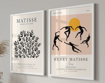 Matisse | Set of 2 The Dance & La Gerbe Art Poster, Giclee Print, Minimalist Wall Art, Museum Art Print, Wall, Home Decor Gift