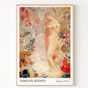 Framed Poster, Odilon Redon | Pandora 1914 Painting, Famous Art, Wall Art Decor, Gift, Home Decor, Museum Art