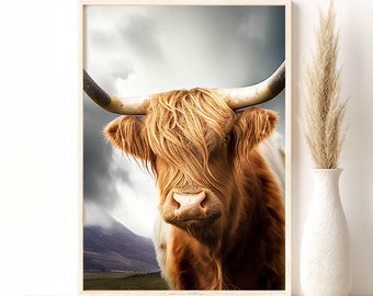 Hairy Highlander Wall Decor, Scottish Highlander Wall Art Print, Nature Wall Art, Winter Nature Wall Art Giclee Print, Cow Wall Decor Gift