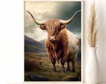 Scottish Highlander Wall Art Print, Hairy Highlander Wall Decor, Nature Wall Art, Winter Nature Wall Art Giclee Print, Cow Wall Decor Gift