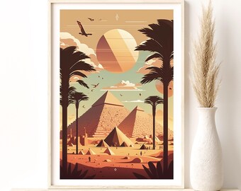 Egypt Pyramids of Giza Travel Poster - Egypt poster, Giclee Art print, Travel Art Print, Home Wall Decor Gift Idea