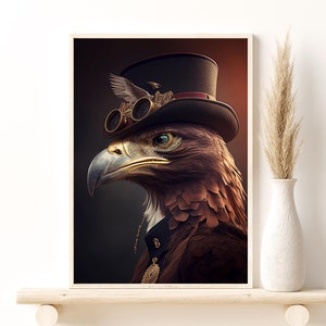 British Style Steampunk Eagle, Steampunk Eagle Giclee Art Print, Fantasy Peaky Blinders Poster Home Wall Decor Idea regalo