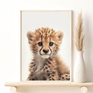 Baby Cheetah Safari Print, Baby Animals Nursery Wall Art Giclee Print, Animal Nursery Decor Wall Safari Animals Art, Gift Idea