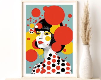 Yayoi Kusama Inspired Polka Dot Art Print Version 7, Polka Dots Kusama Giclee Print, Home Wall Decor Creative Gift Idea