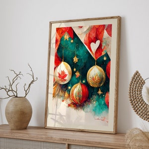 Christmas Decorations Wall Art Poster, Christmas Hearth, Minimalist Holiday Home Decor Gift, Stylish Christmas Art Print, Giclee Print