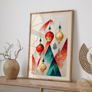Christmas Wall Art, Christmas Poster, Decorations Art Print, Minimalist Holiday Home Decor Gift, Stylish Christmas Art Print, Giclee Print