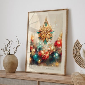 Christmas Decorations Wall Art, Christmas Poster, Mistletoe, Minimalist Holiday Home Decor Gift, Stylish Christmas Art Print, Giclee Print