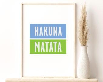 Hakuna Matata, Impression inspirante, Impression spirituelle, Impression de citation positive, Art mural, Décoration intérieure, Impression typographique, Impression de citation, Impression d’amour