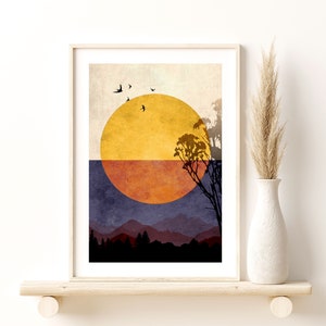 Dawn Boho Poster | The Eclipse3 | Boho Art Print, Modern Wall Art Decor, The rise Art Poster, Sun Art Print, Art Deco Giclee Print