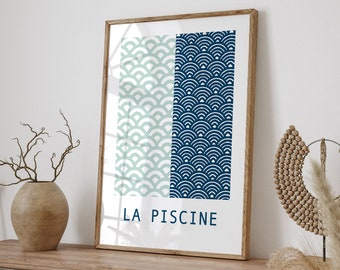 La Piscine | Bathroom Wall Art Print | Typography Poster, Bathroom Decor, Beauty Room Decor, Digital Art Print, Swimming Pool, Giclee Print