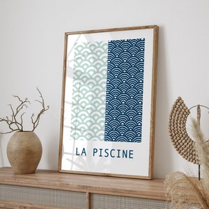 La Piscine | Bathroom Wall Art Print | Typography Poster, Bathroom Decor, Beauty Room Decor, Digital Art Print, Swimming Pool, Giclee Print