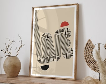 Love | Bauhaus Art Print, Exhibition Poster, Typography Art Print, Abstract Art, Retro Wall Art, Home Wall Decor, Giclee Art Print