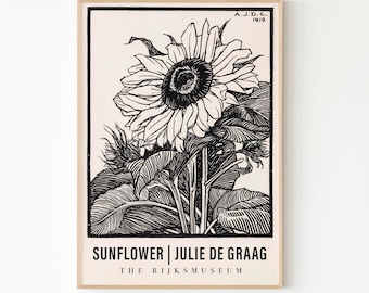 Sunflower Poster | Art Print, Digital Art Print, Modern Wall Art, Exhibition Poster, Black and White Art, Giclee Print