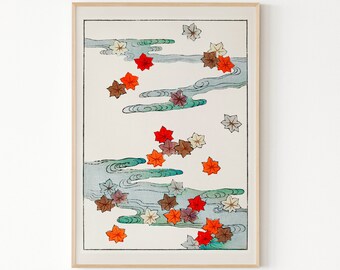 日本美術の紅葉ポスター、日本のデザイン雑誌「新美術会」のアートプリント、日本のアートプリント、ジクレーアートプリント