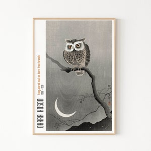 Ohara Koson Owl on Tree, Japan Art, Ohara Koson Art prints, Exhibition Art Poster, Japanese Giclee Art Print
