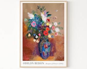 オディロン・ルドン展ポスター - ターコイズの花瓶 - 静物画