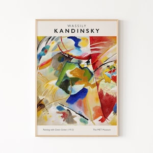 Kandinsky With Green Center, Wassily Kandinsky Exhibition Poster, Home Decor, Modernism Art, Abstract Art, Retro Wall Art, Giclee Art Print