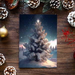 Original Christmas Tree Wall Art Print, Christmas Poster, Minimalist Holiday Home Decor Gift, Stylish Christmas Art Print, Giclee Print