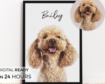 Custom Pet Portrait from Photo Custom Dog Portrait Halftone Pet Portrait Memorials Gifts Pet Custom Cat Dog Drawing Custom Pet Paintings