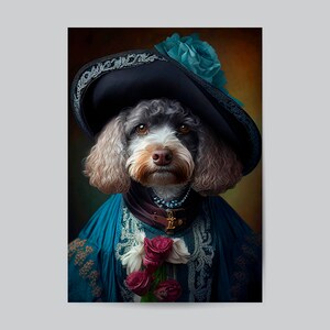 Victorian Gothic Steampunk Tiere und Kreaturen, viktorianische Dame Cockapoo Ai Art, elegante und freche Home Wall Decor Geschenkidee