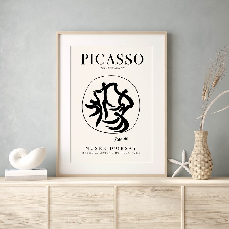 Picasso - the Dancers Art Print, Exhibition Line Art Vintage Poster ...
