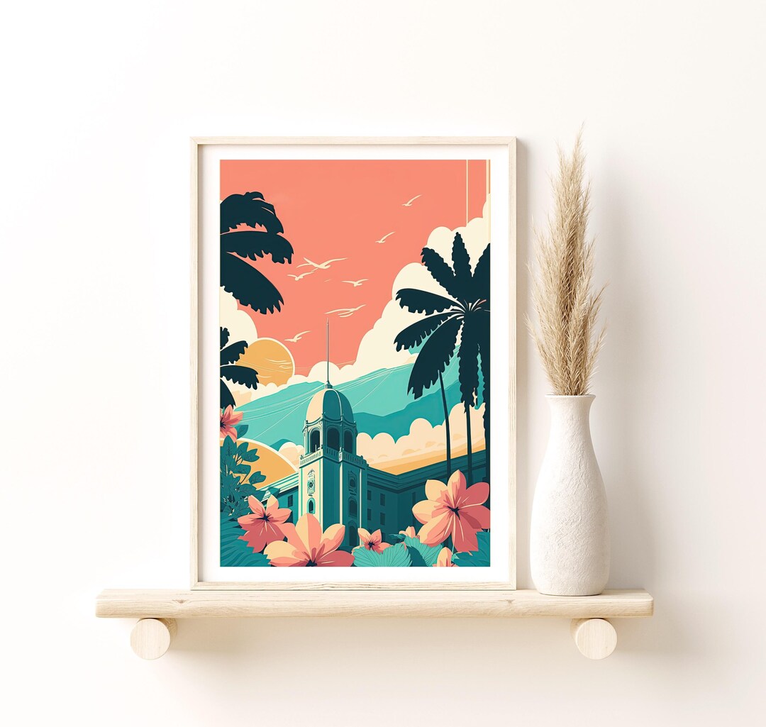 Honolulu Hawai Travel Poster Version 2 Hawai Poster, Giclee Art Print