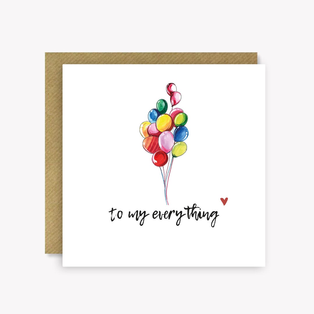 Happy Birthday to My Everything Card, Romantic Celebration Card, Minimal Design, Giclee Print