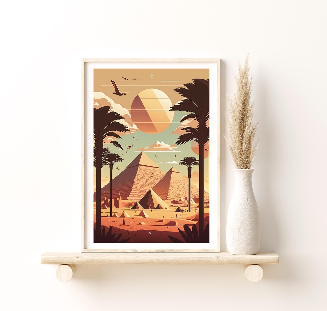Egypt Pyramids of Giza Travel Poster - Egypt Poster, Giclee Art Print ...