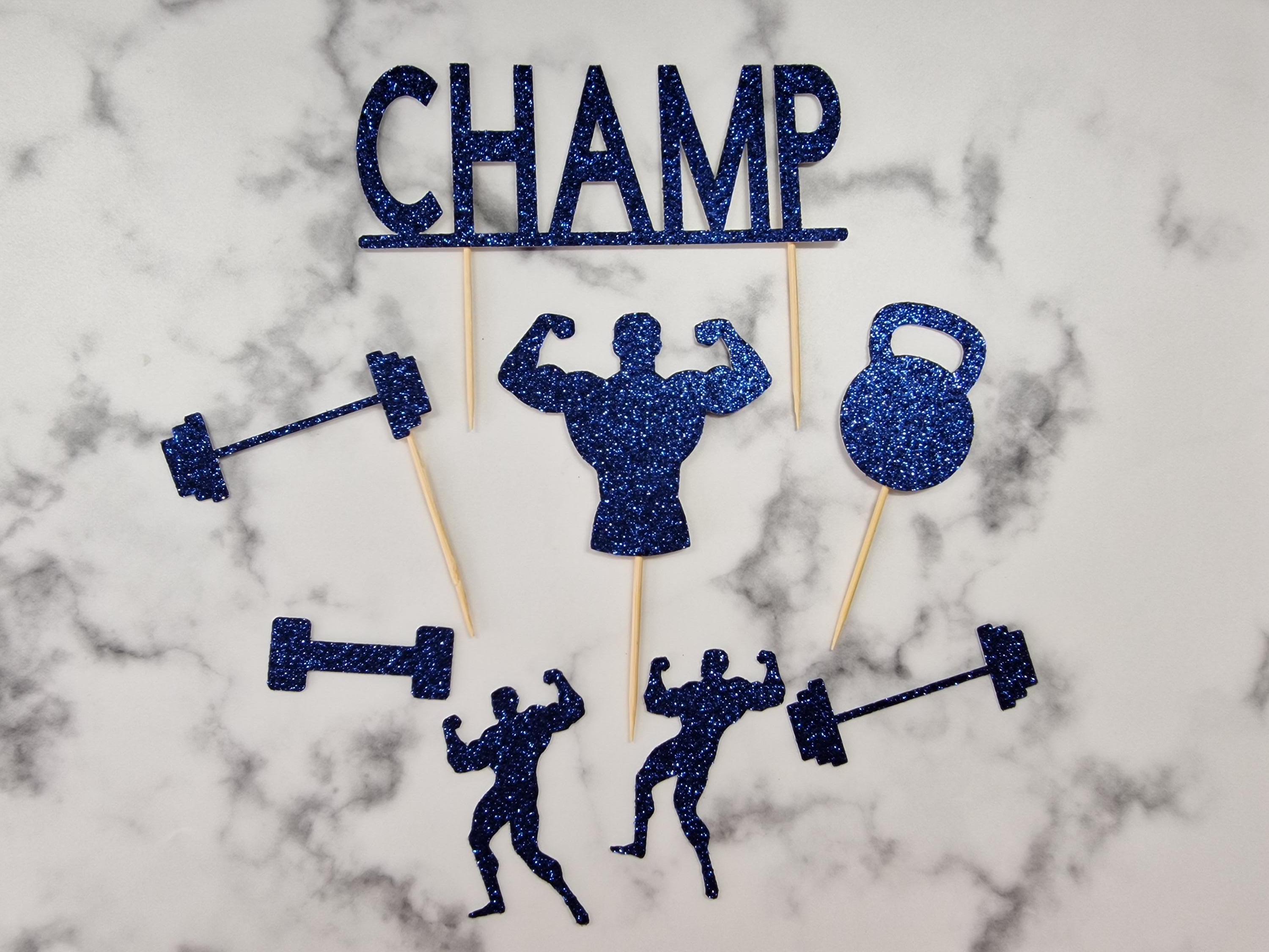 Weight Gym Cake and Cupcake Toppers, Fitness Cake Topper, Weight ...