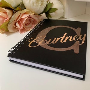 Personalised notebook A5 black wirebound with lined paper custom journal teacher birthday baby shower hen do gift leaving present hardcover