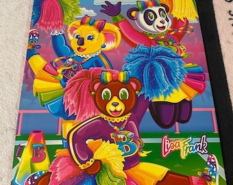 Carpeta vintage de bolsillo con diseño de osos porristas de Lisa Frank (sin perforar)
